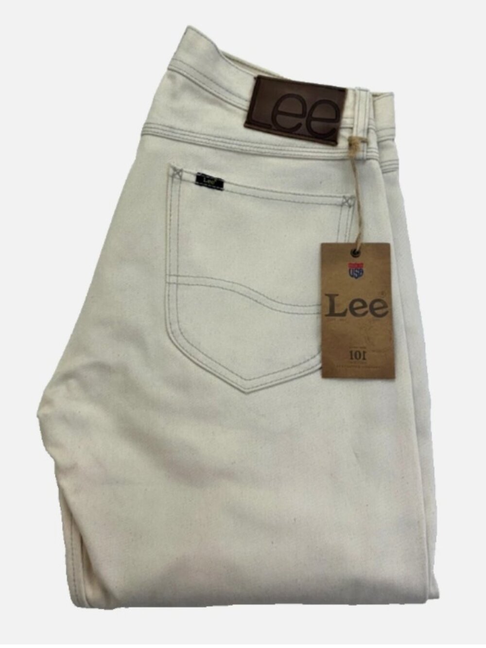 Lee 101 Made in USA W32 L32 Slim Straight Selvedge Men's Jeans Dirty Natural New